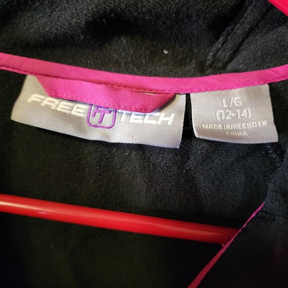 Women's Large FreeTech Black w/ Pink Accents Full Zip Hooded Jacket - Picture 7 of 10